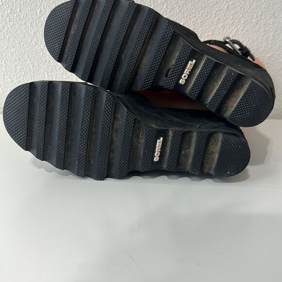 Sorel Joanie Wedge Sandals Sz 9.5 in Black - Picture 6 of 8